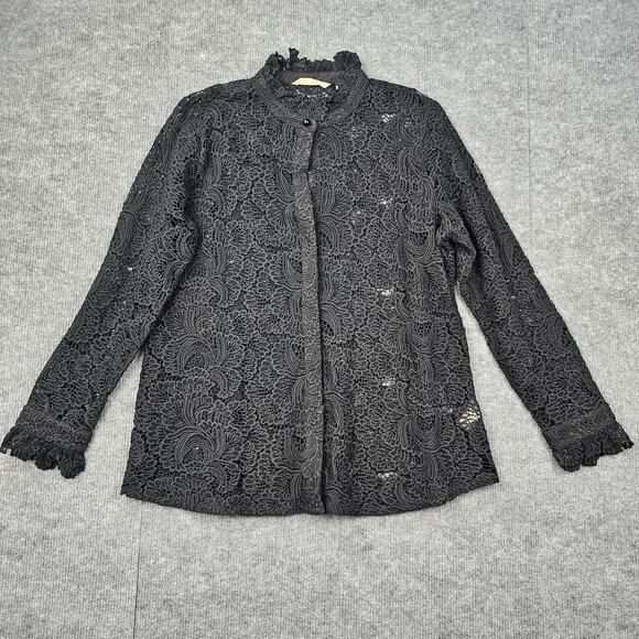 Soft Surroundings Button Up Women Large Lasalle Lace Timeless Gothic Crochet - Picture 1 of 6